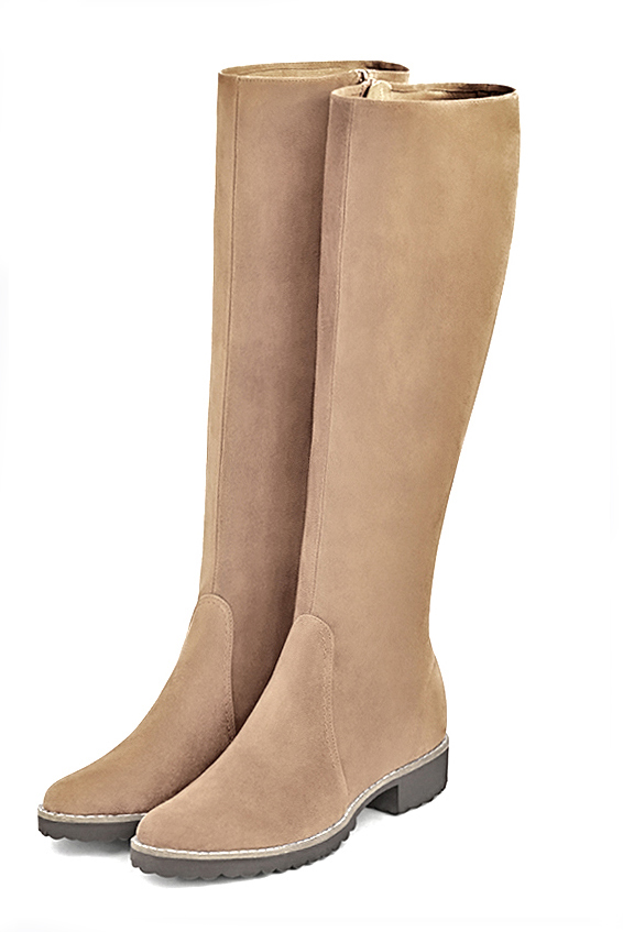 Tan beige matching hnee-high boots and bag. Wiew of hnee-high boots - Florence KOOIJMAN